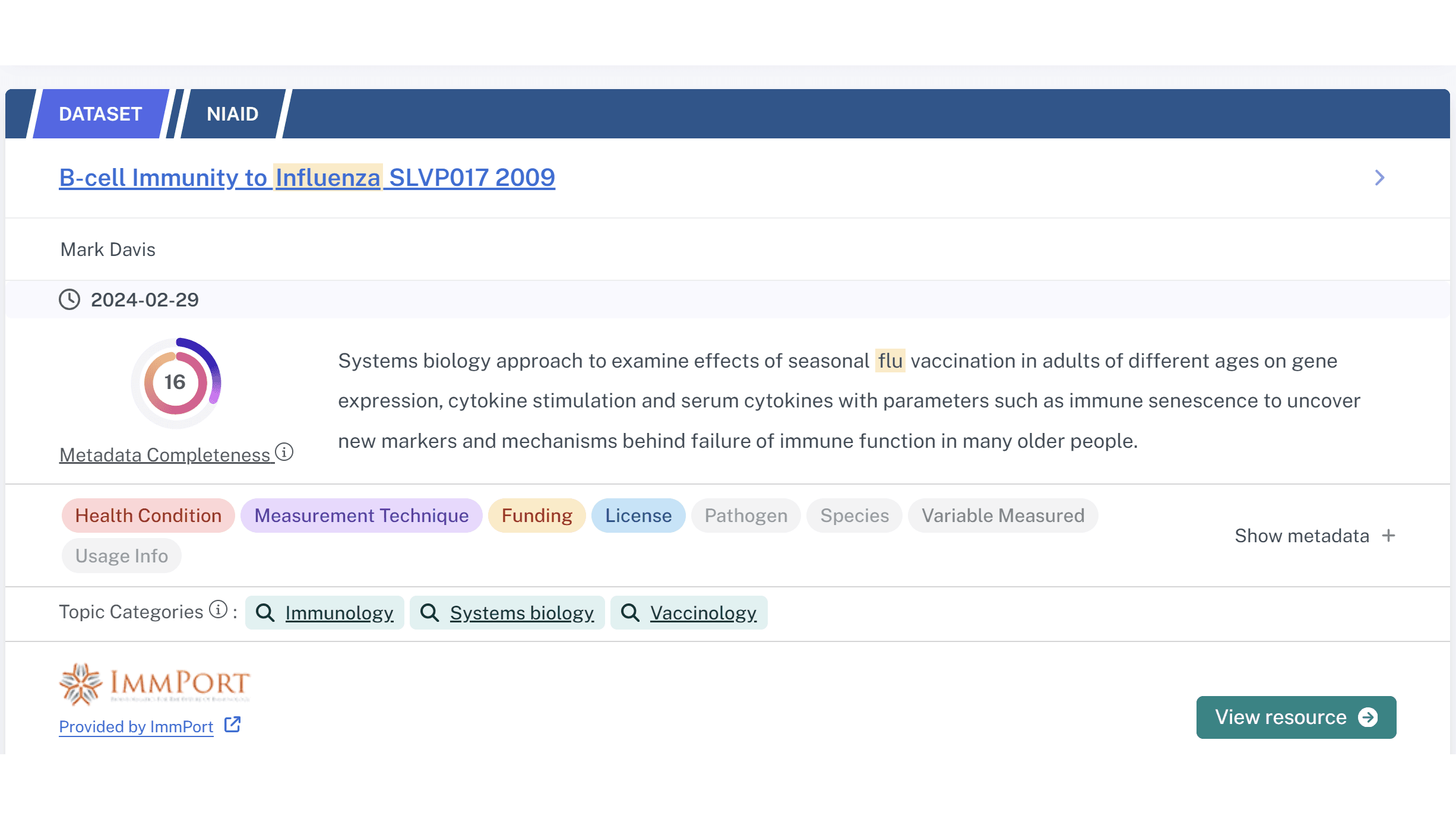 Screenshot of result with search terms highlighted
